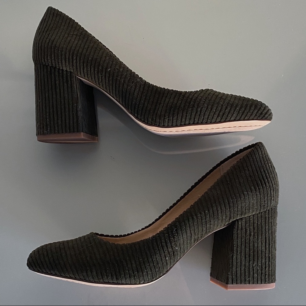 corduroy olive green heels